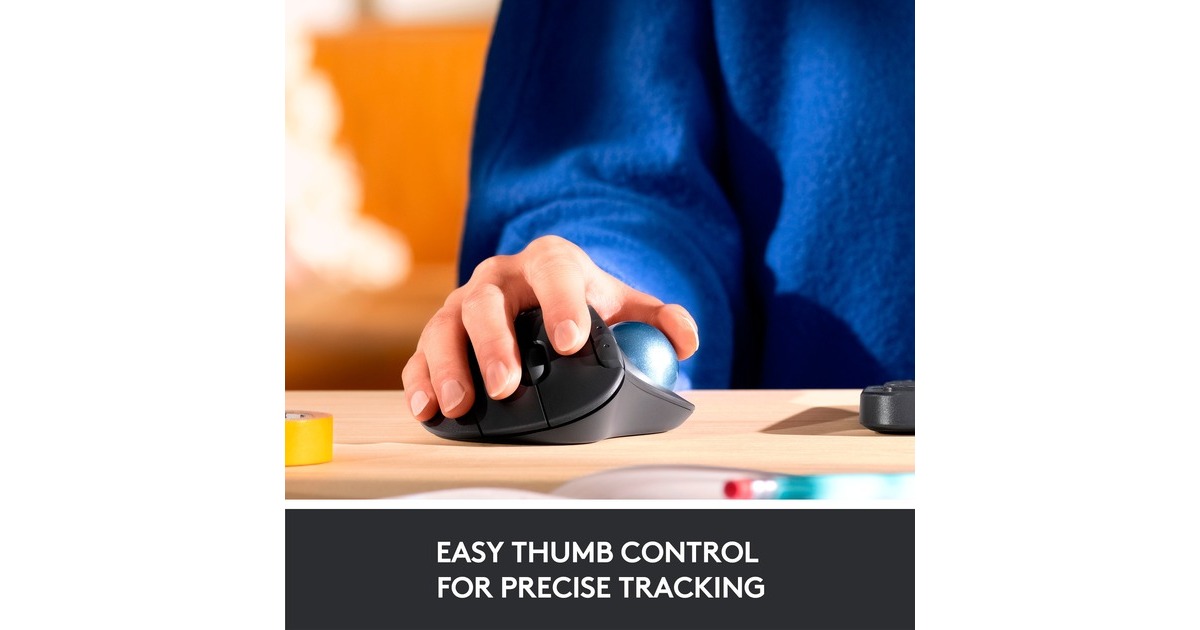 Logitech M575 ERGO Draadloze Trackball Muis Grafiet, 2,4 GHz, Bluetooth