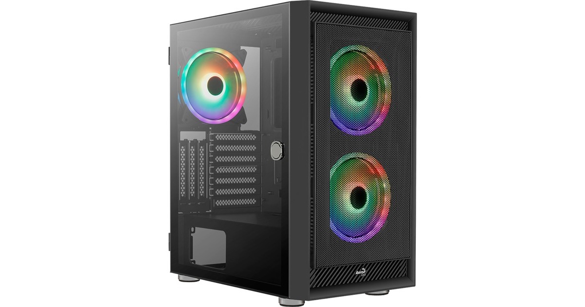 Aerocool Graphite-G-BK-v3 midi tower behuizing Zwart | 2x USB-A | RGB ...