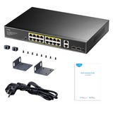 Cudy 16-GbE PoE+ Switch with 2 Uplink GbE and 2 Uplink SFP Zwart