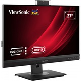 ViewSonic Webcam Docking monitor VG2756V-2K 27"  Zwart, 1x HDMI, 1x Displayport, USB-A, USB-B, USB-C, LAN, audio