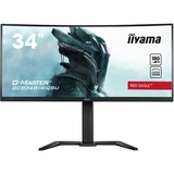 iiyama G-Master Red Eagle GCB3481WQSU-B1 34" Curved UltraWide gaming monitor Zwart, 180Hz, HDMI, DisplayPort, Audio, AMD Free-Sync