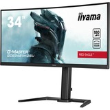 iiyama G-Master Red Eagle GCB3481WQSU-B1 34" Curved UltraWide gaming monitor Zwart, 180Hz, HDMI, DisplayPort, Audio, AMD Free-Sync