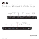 Club 3D Thunderbolt 4 12-in-1 Dock dockingstation Zwart