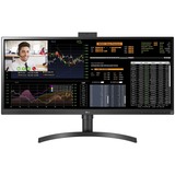 LG 34BQ77QC-B 34" Curved UltraWide monitor Zwart, 2x HDMI, 1x DP, USB-A, USB-C, HDR10, LAN, webcam, microfoon