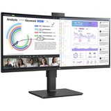 LG 34BQ77QC-B 34" Curved UltraWide monitor Zwart, 2x HDMI, 1x DP, USB-A, USB-C, HDR10, LAN, webcam, microfoon