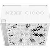 NZXT C1000 Gold ATX 3.1, 1000 Watt voeding  Wit, 1x 16-pins grafische kaartconnector, 6x PCIe, kabelmanagement