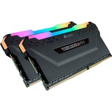 Corsair 64 GB DDR4-3600 Kit werkgeheugen Zwart, CMH64GX4M2D3600C18, Vengeance RGB PRO SL, XMP