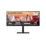 LG 34BA75QE 34" Curved UltraWide monitor Zwart, HDMI, DisplayPort, Audio, LAN, USB-C