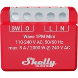 Shelly Qubino Wave 1PM Mini relais Rood/wit, 1-kanaals, Z-Wave