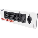 Trust Wired Keyboard And Mouse Set, desktopset Zwart, US lay-out