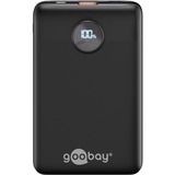 goobay Powerbank Compact 10.000 mAh Zwart, 10 Ah, 1x USB-A, 1x USB-C, Power Delivery, Quick Charge