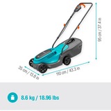 GARDENA Accugrasmaaier PowerMax 30/18V P4A Set Zwart/turquoise, Incl. Li-Ion Accu 4,0Ah, POWER FOR ALL ALLIANCE