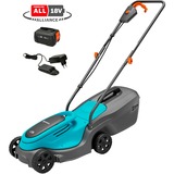 GARDENA Accugrasmaaier PowerMax 30/18V P4A Set Zwart/turquoise, Incl. Li-Ion Accu 4,0Ah, POWER FOR ALL ALLIANCE