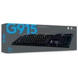 Logitech G915 LIGHTSPEED Wireless RGB Mechanical Gaming Keyboard Zwart, US-International, GL Tactile, RGB leds, Bluetooth