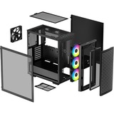 DeepCool CK560 midi tower behuizing Zwart | 2x USB-A | 1x USB-C | RGB | Tempered Glass