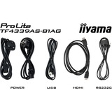 iiyama ProLite TF4339AS-B1AG 42.5" Public Display Zwart (mat), Touch, HDMI, DisplayPort, LAN, USB, Audio