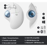 Logitech M575 ERGO Draadloze Trackball Muis Wit/grijs, 2,4 GHz, Bluetooth Low Energy