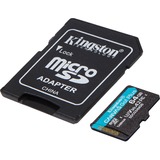 Kingston Canvas Go! Plus microSDXC 64 GB geheugenkaart Zwart, Incl. adapter, Class 10, UHS-I U3, V30, A2