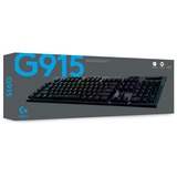 Logitech G915 LIGHTSPEED Wireless RGB Mechanical Gaming Keyboard Zwart, US-International, GL Tactile, RGB leds, Bluetooth