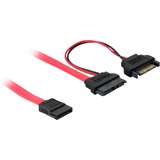 DeLOCK Slim SATA 13-Pin > 7-Pin SATA + SATA Power adapter Rood, 0,5 meter