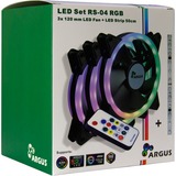 Inter-Tech Fan Set Argus RS-04 RGB case fan Zwart, 4-pins PWM aansluiting