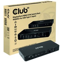 Club 3D DisplayPort/HDMI Dock 4K60Hz dockingstation Zwart, met KVM-functionaliteit