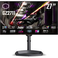 Cooler Master Tempest GZ2711 27" gaming monitor Zwart, 240 Hz, HDMI, DisplayPort, USB Type C, Audio, FreeSync Premium