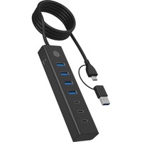 ICY BOX IB-HUB1737-C3 7-Port usb-hub Zwart, USB 3.2 Gen 1 Type-C