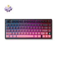 MCHOSE Z75S Black Pink Hyacinth Metal Top Cover Wireless Mechanical, toetsenbord Zwart/pink (roze), US lay-out, KTT Hyacinth, 75%, RGB, Hot swap, Side engraved PBT, draadloos / Bluetooth / USB-C