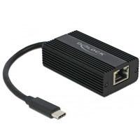 DeLOCK USB-C male >  2.5 Gigabit LAN adapter Zwart, 0,135 meter